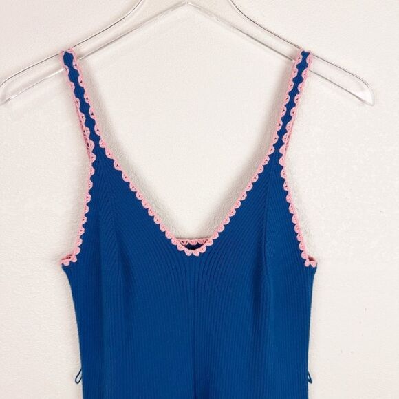 Boden Blue Knit Mini Sun Dress Spaghetti Strap New Size 6 - Picture 2 of 8